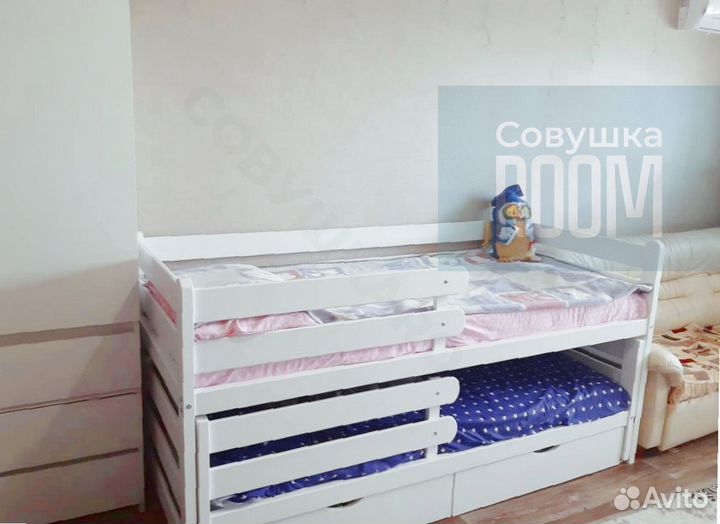 Детская кровать для двоих из настоящего дерева