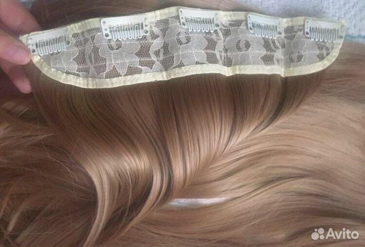 Термо волосы на заколках блонд