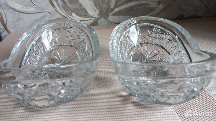 Хрустальная ладья большая и 2 маленьких