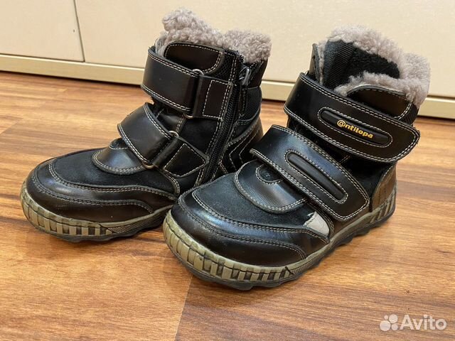 Зимние детские ботинки Antilopa, черные, кожа, мех