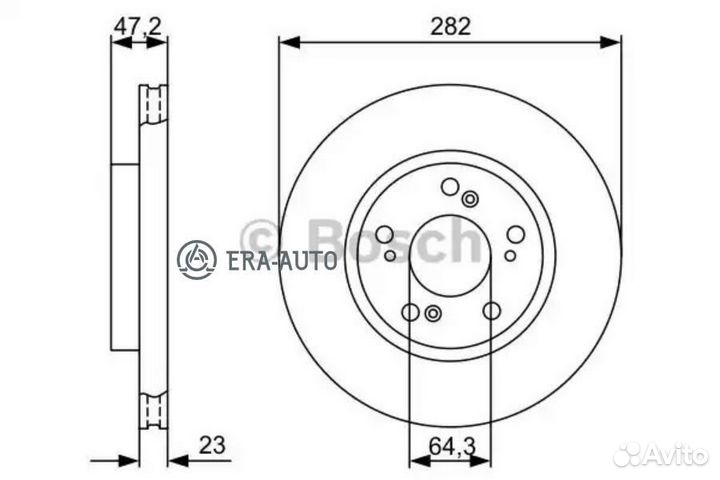 Bosch 0986479365 Диск торм. пер.вент.282x23 5 отв