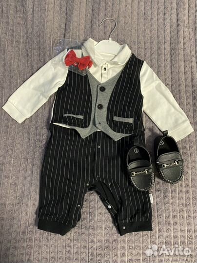 Костюм на мальчика 5-10 месяцев, макасины