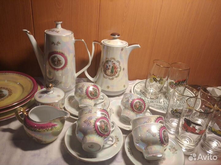 Сервиз чайный Мадонна,стаканы машинки Чехия