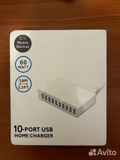 Новая зарядка на 10 usb 60w запечатанная