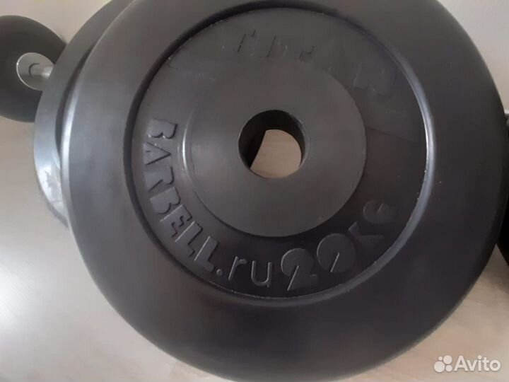 Штанга гриф с блинами 75 кг, стойкой + гиря и гант