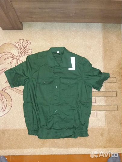 Рубашка офисная олива с короткимт рукаваи