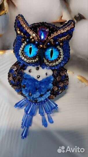 Брошь ручной работы фламинго