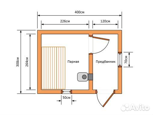 Каркасная баня 3х4