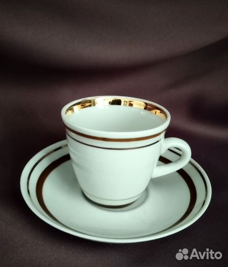 Кофейная пара. 3шт.Новая.Полонное.Советский фарфор