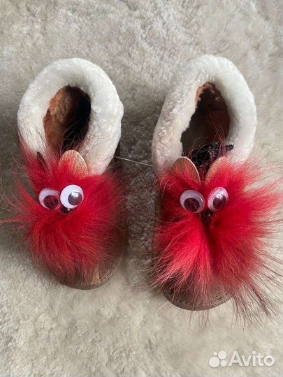 Новые детские тапочки меховые из овчины