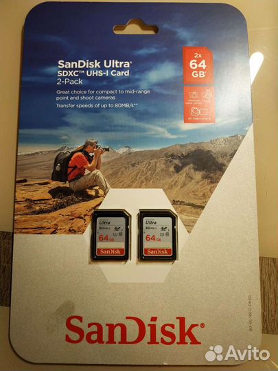 Sdxc карта Sandisk 64gb x2