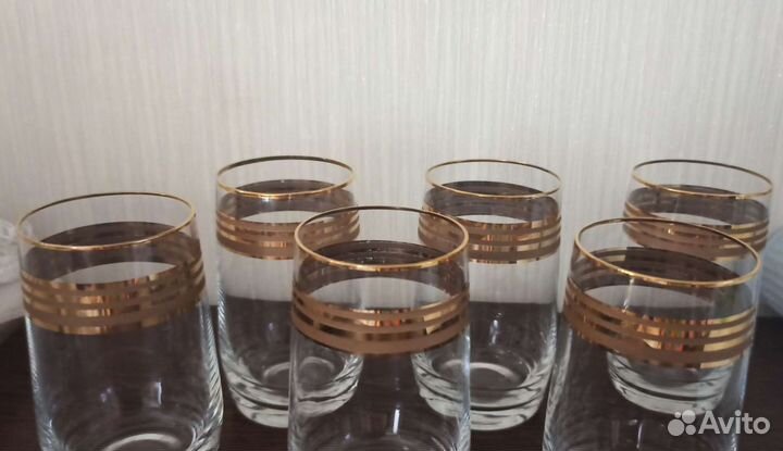 Стаканы. Стекло с позолотой.За шесть