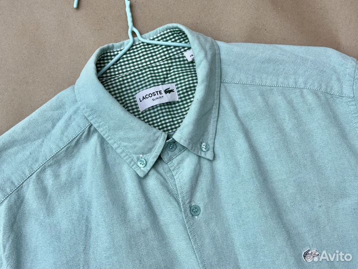 Ментоловая рубашка оксфорд Lacoste оригинал