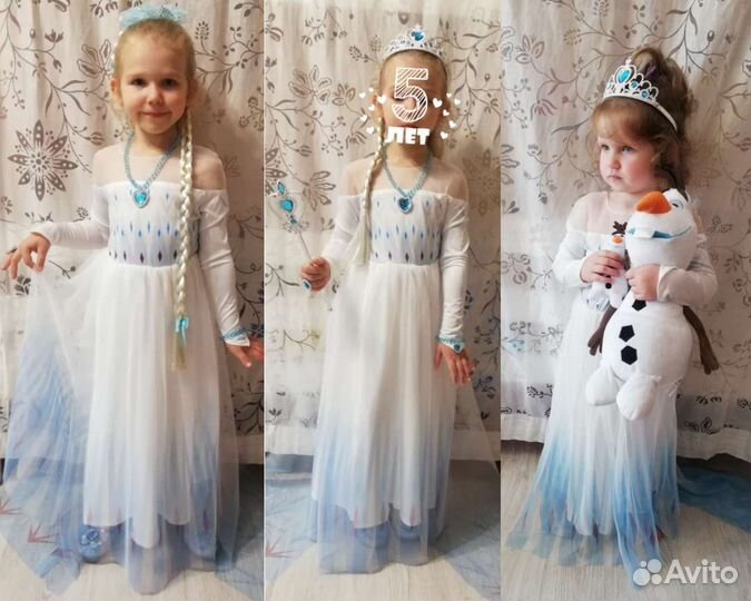 Белые платья Эльза 2, с пайетками, без пайеток, па