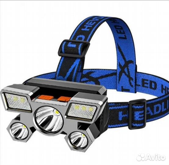 Мощный налобный фонарь 5 лампа