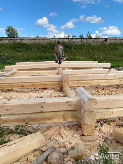 Рубка сруба под дом из лафета