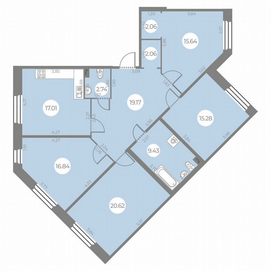 4-к. квартира, 120 м², 2/20 эт.