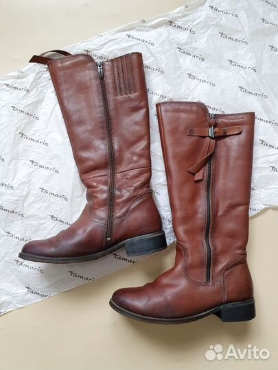Женские сапоги tamaris 38 39 натуральная кожа