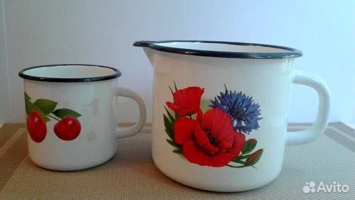Посуда эмалированная - кружки, миски