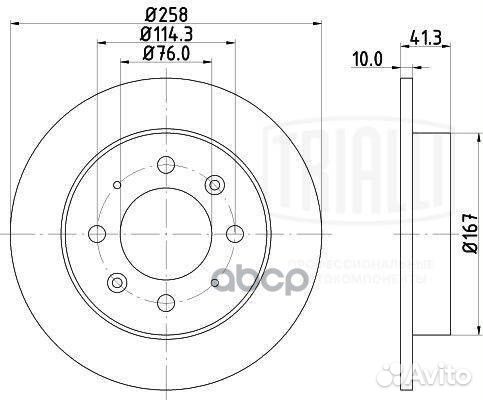 Диск тормозной задний d258 DF 073302 Trialli