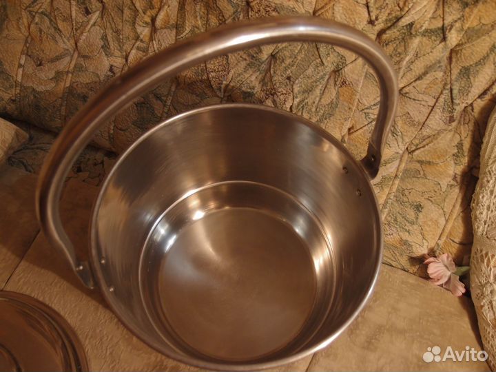 Ведро пищевое, нержавейка, крышка, 12 л Ю. Корея