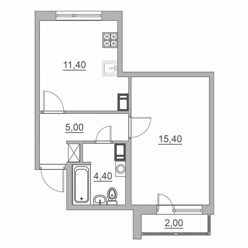 1-к. квартира, 38,2 м², 5/6 эт.