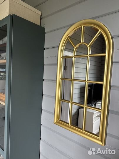 Зеркало арочное окно 2 шт золото 71*38 см