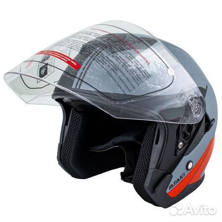 Шлем открытый со стеклом ataki JK526 Fusion Серый