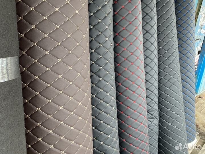 Эко кожа материал Ромбики красный,синий,черный
