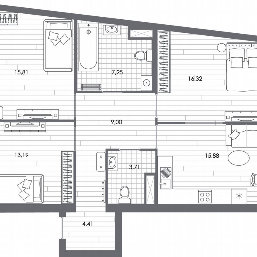 3-к. квартира, 85,8 м², 3/7 эт.