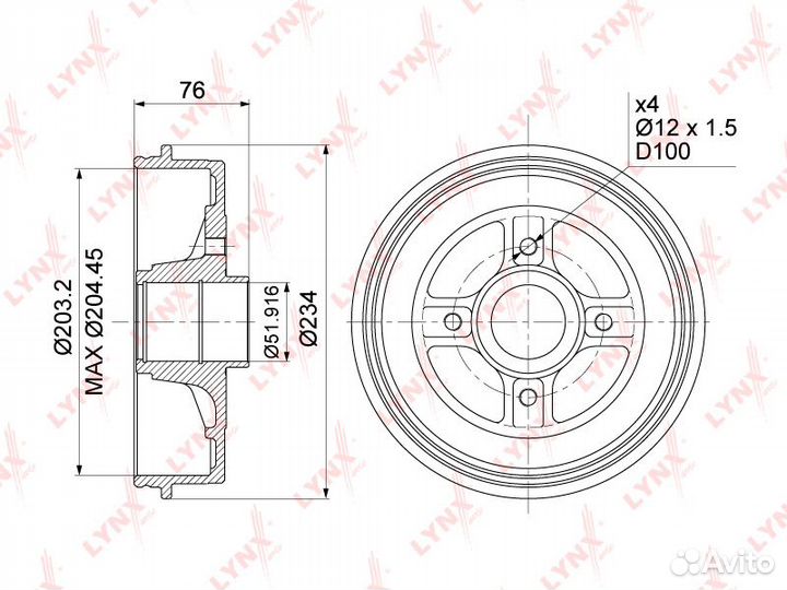 Барабан тормозной (203x50 5) renault Logan I 1.4-1