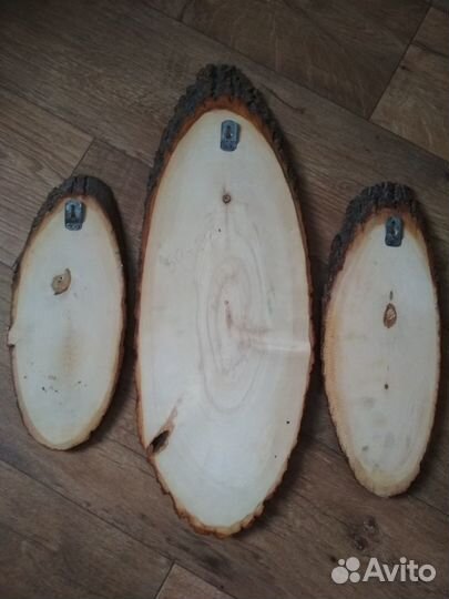 Набор картин-панно на срезе дерева 3 шт