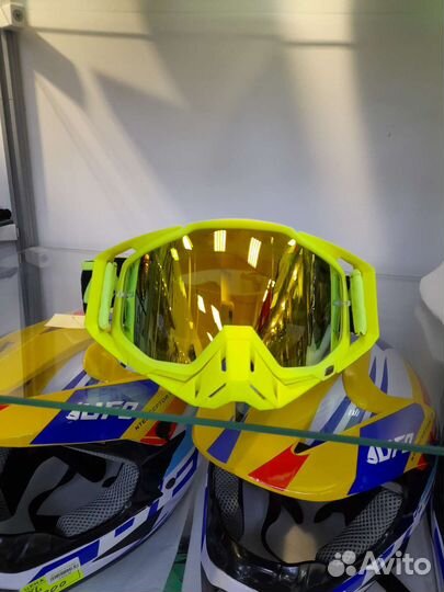 Очки для мотокросса эндуро WJL салатовые