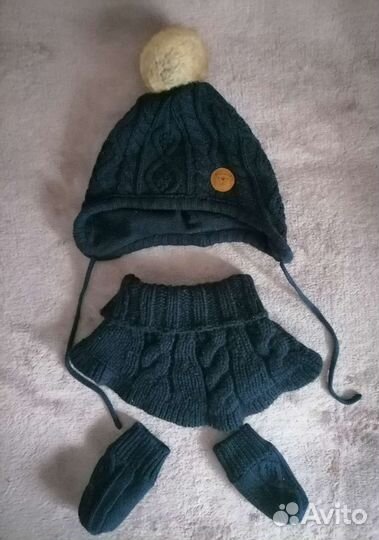 Комплект шапка и шарф варежки H&M