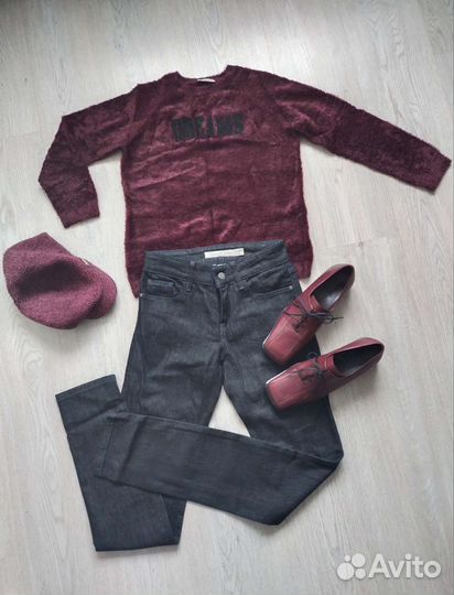 Джинсы+свитер+ботинки+берет.Женская одежда пакетом