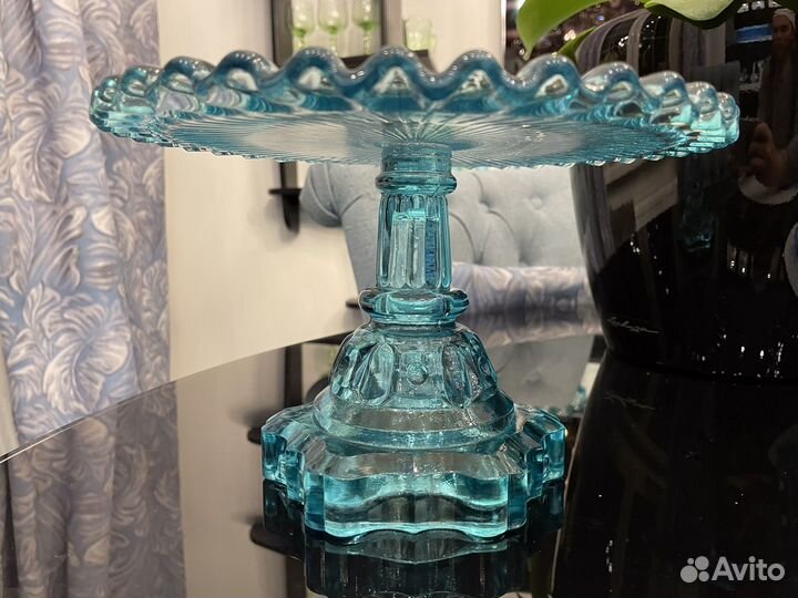 Ваза тортница самоделка купоросное стекло