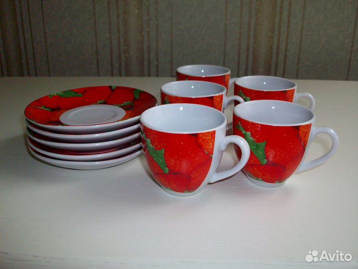 Кофейные пары Клубничка фарфор за все