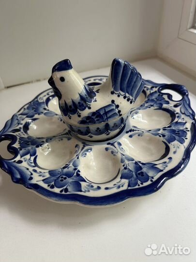 Фигурки, подставка для яиц гжель