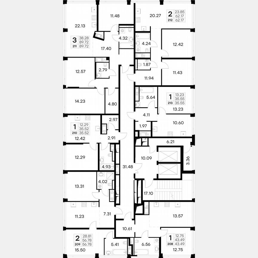 1-к. квартира, 44,4 м², 17/19 эт.