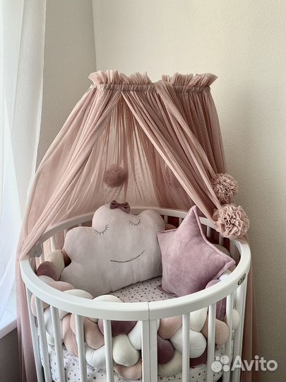 Балдахин в детскую кроватку пудровый