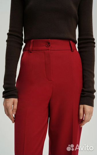 Брюки прямого кроя красные 1811 48