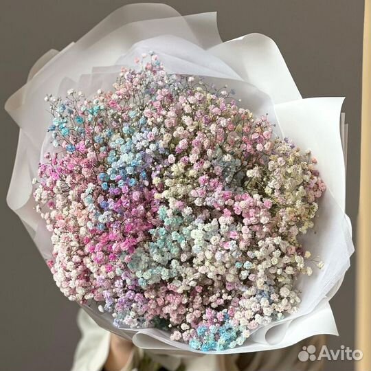 Букет гипсофилы Разноцветное облачко