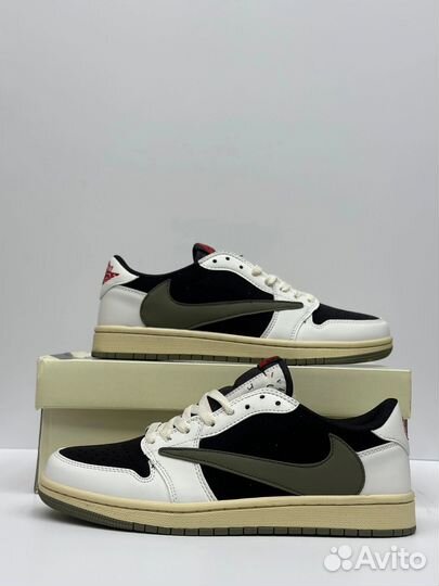 Кроссовки Nike air Jordan 1 low travis scott olive