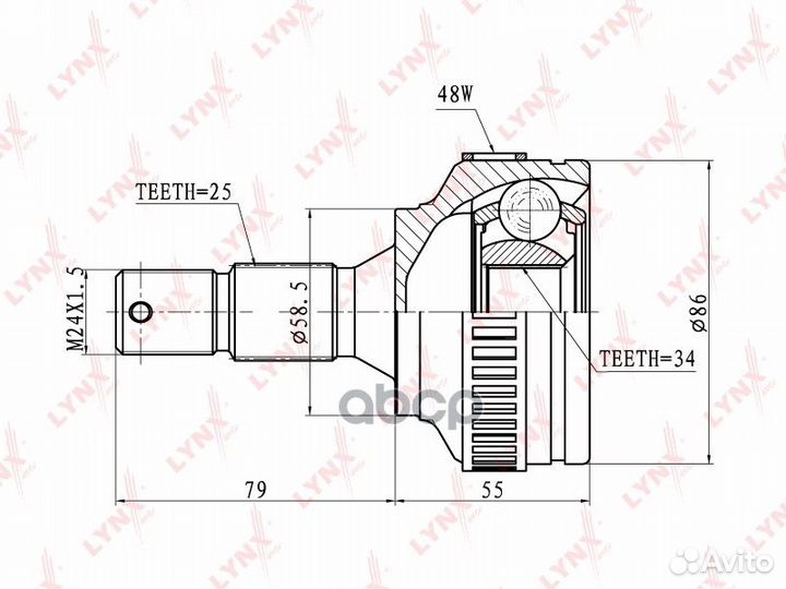 ШРУС наруж. ком/кт CO-2239A lynxauto