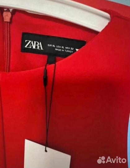 Платье Zara с вырезом красное новое с этикеткой шикарное платье XL (42)