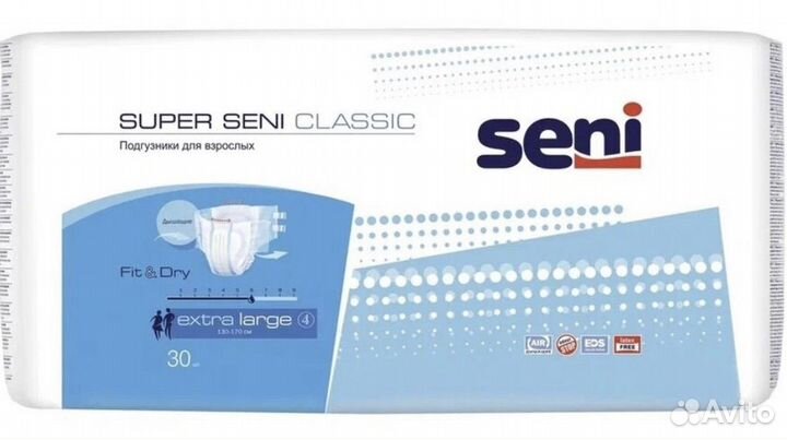 Подгузники Seni Super Classic, XL 4, 30 шт