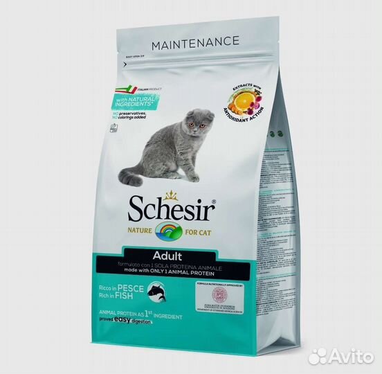 Сухой корм Schesir Adult для кошек с рыбой