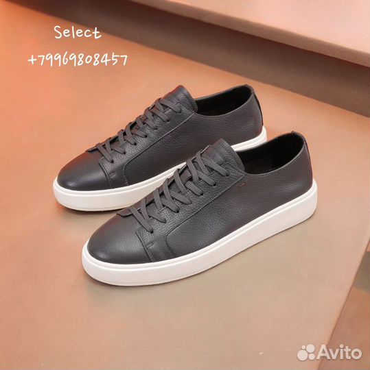 Мокасины туфли Santoni Серый мужские