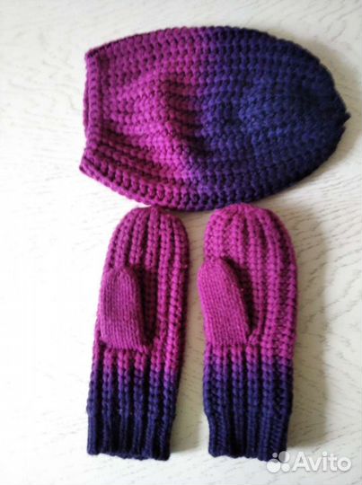 Митенки, комплект шапочка и рукавицы
