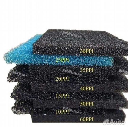 Губка фильтр PPI 20 размер 50х50х5см